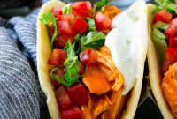 Buffalo Chicken Tacos with Creamy Blue Cheese Slaw
