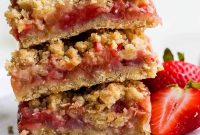 Strawberry Rhubarb Bars Recipe with Oat Crust