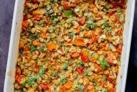 Savory Vegan Baked Oats with Roasted Vegetables