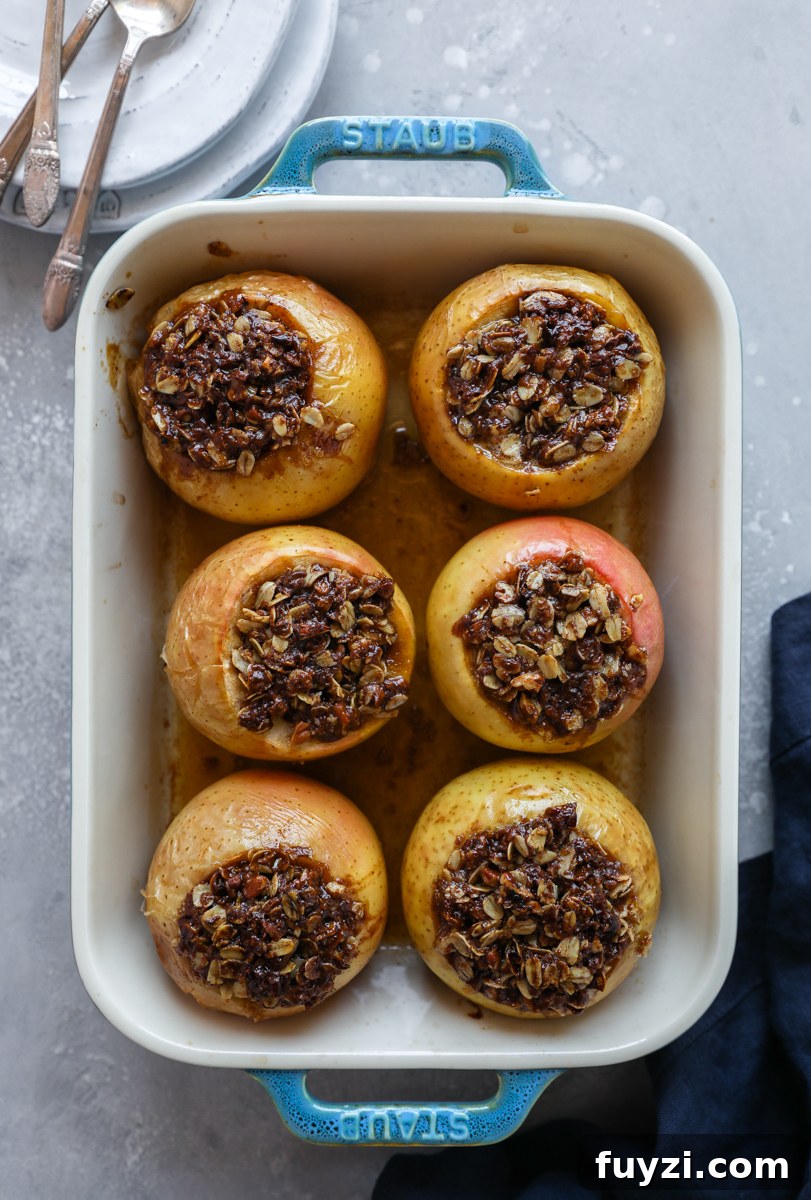 Stuffed apples in a baking dish