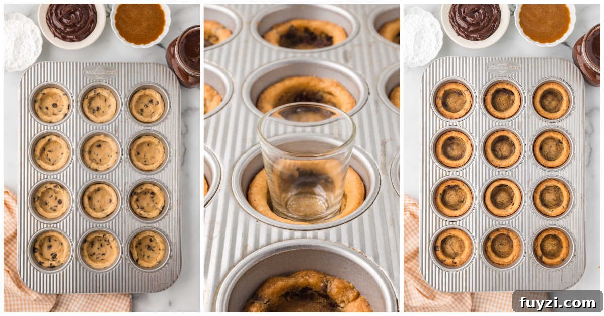 Collage of making the cookie cups.