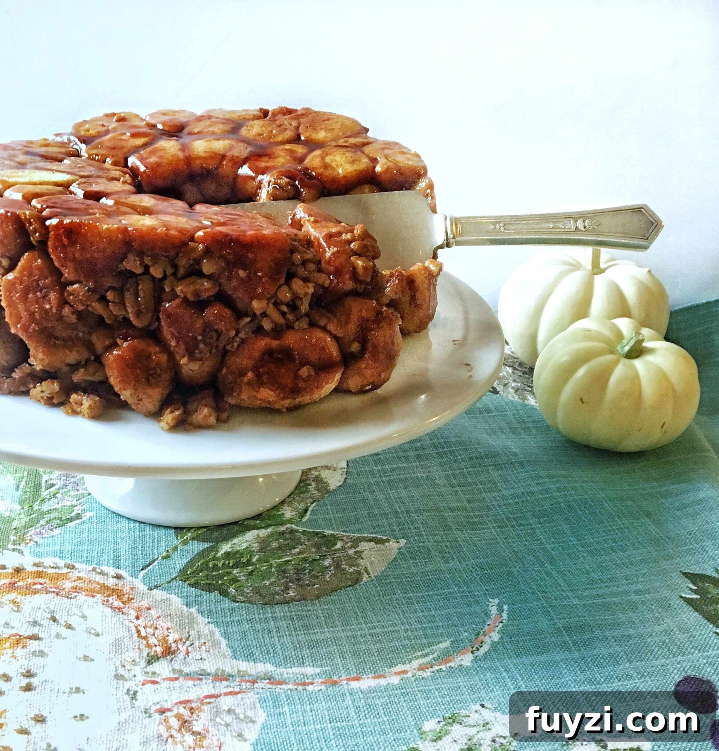 Homemade Cinnamon Pull-Apart Bread 4 monkey bread with silver serving knife