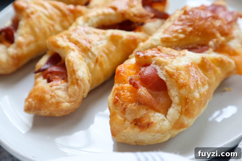 Cheese and bacon turnovers on a plate