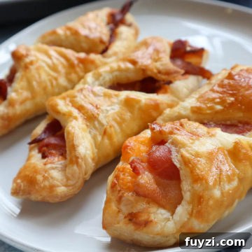 Finished cheesy bacon turnovers