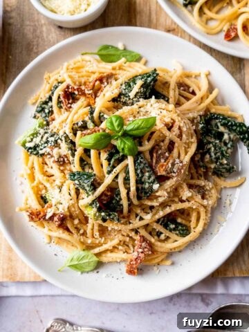 Creamy kale pasta.