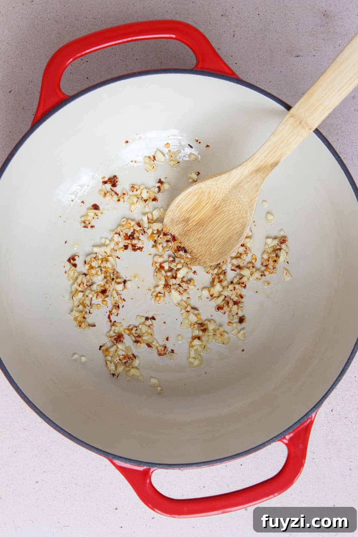 Sauteed garlic and red pepper flakes