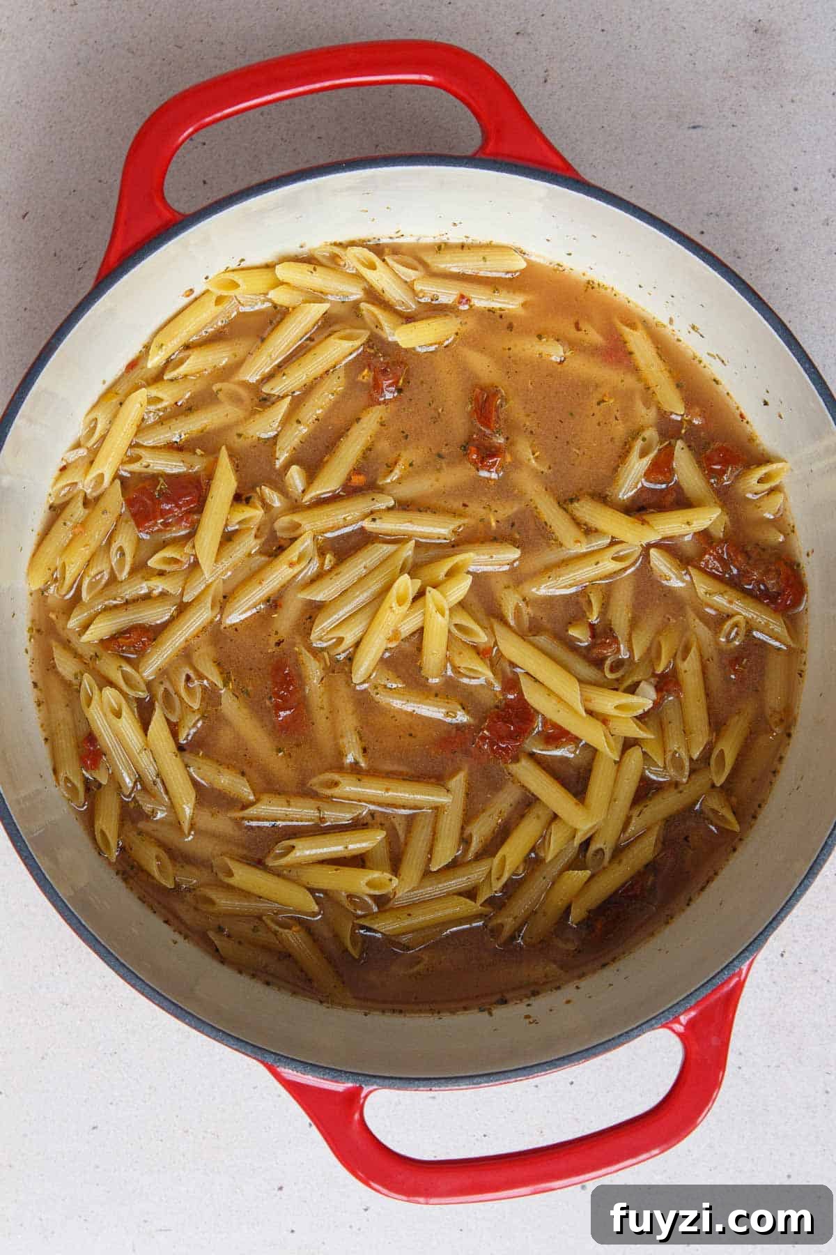One Pot Sun-Dried Tomato Pasta mixture before boiling