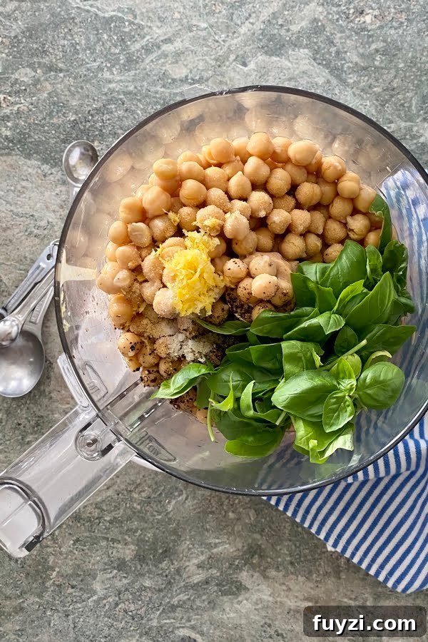 Garden Fresh Basil Hummus Recipe 3 the ingredients for chickpea dip