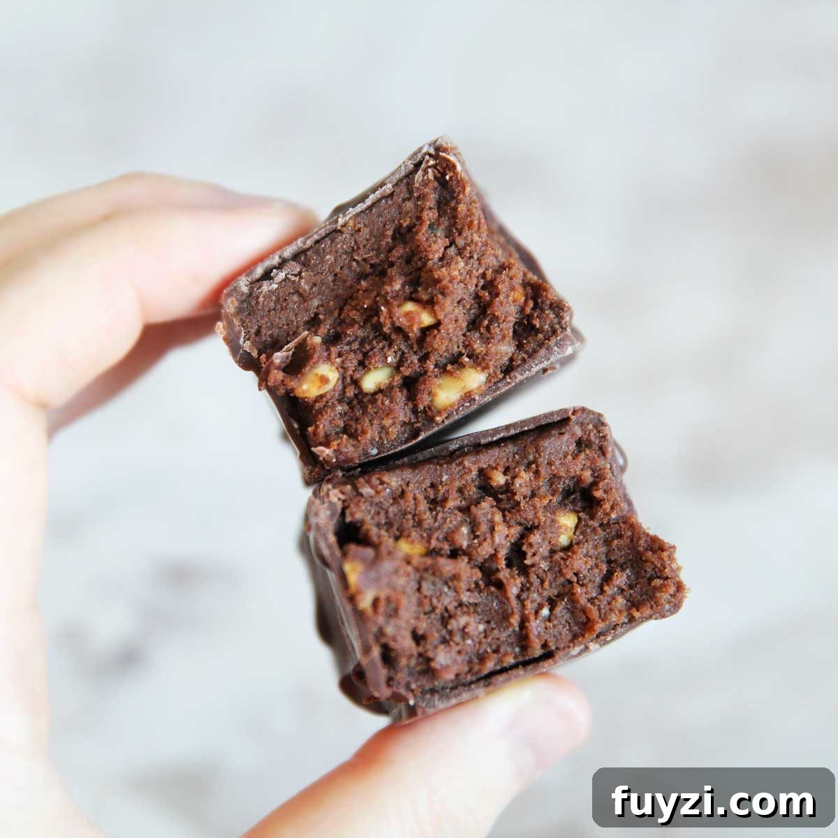 Close up of chocolate banana protein bars