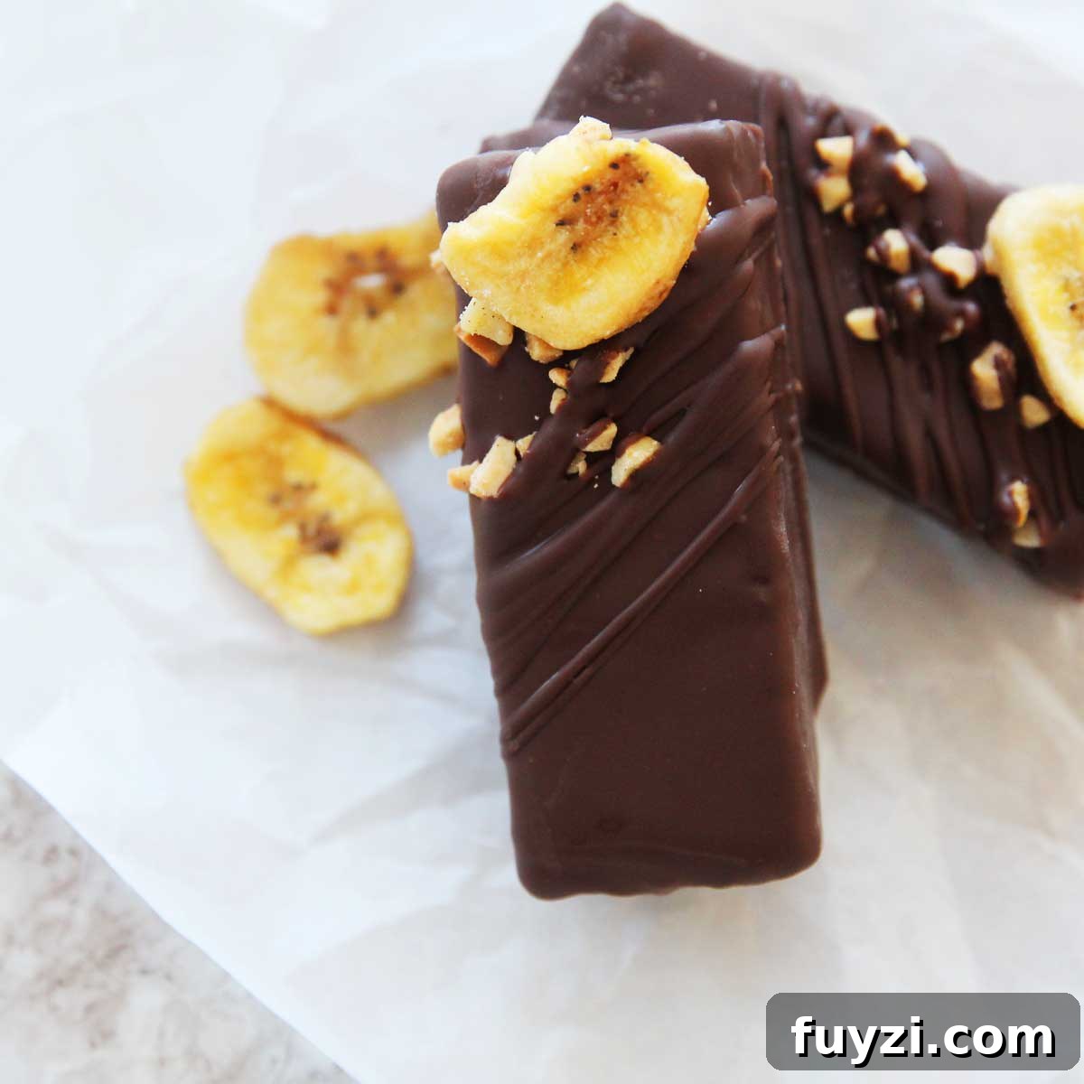 Finished chocolate banana protein bars