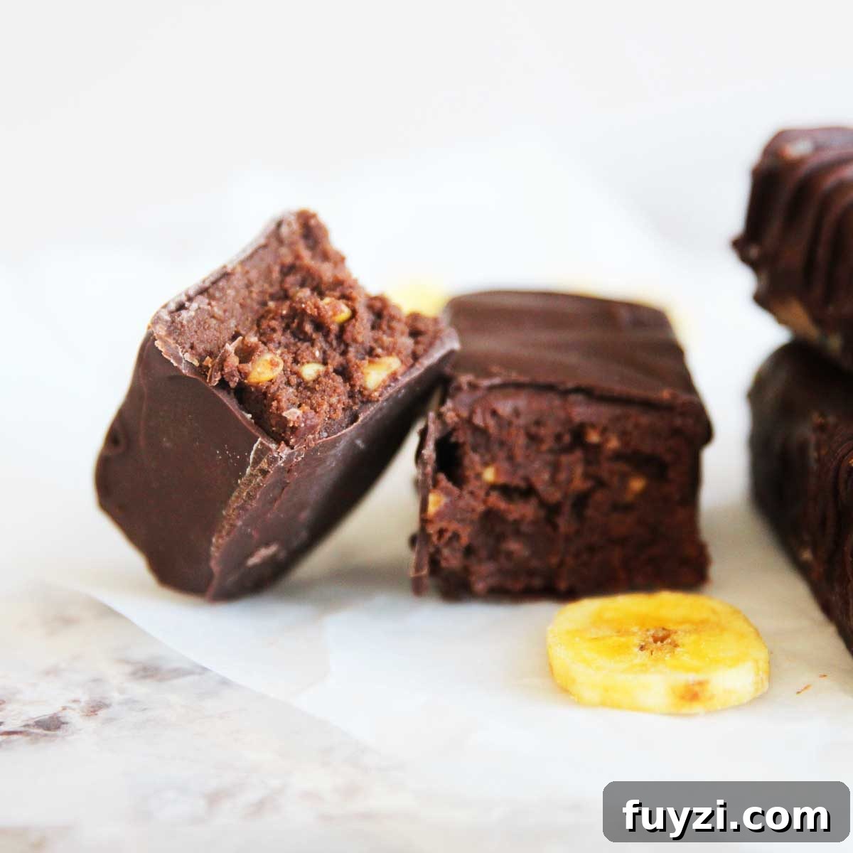 Drizzled bars with nuts and banana chips