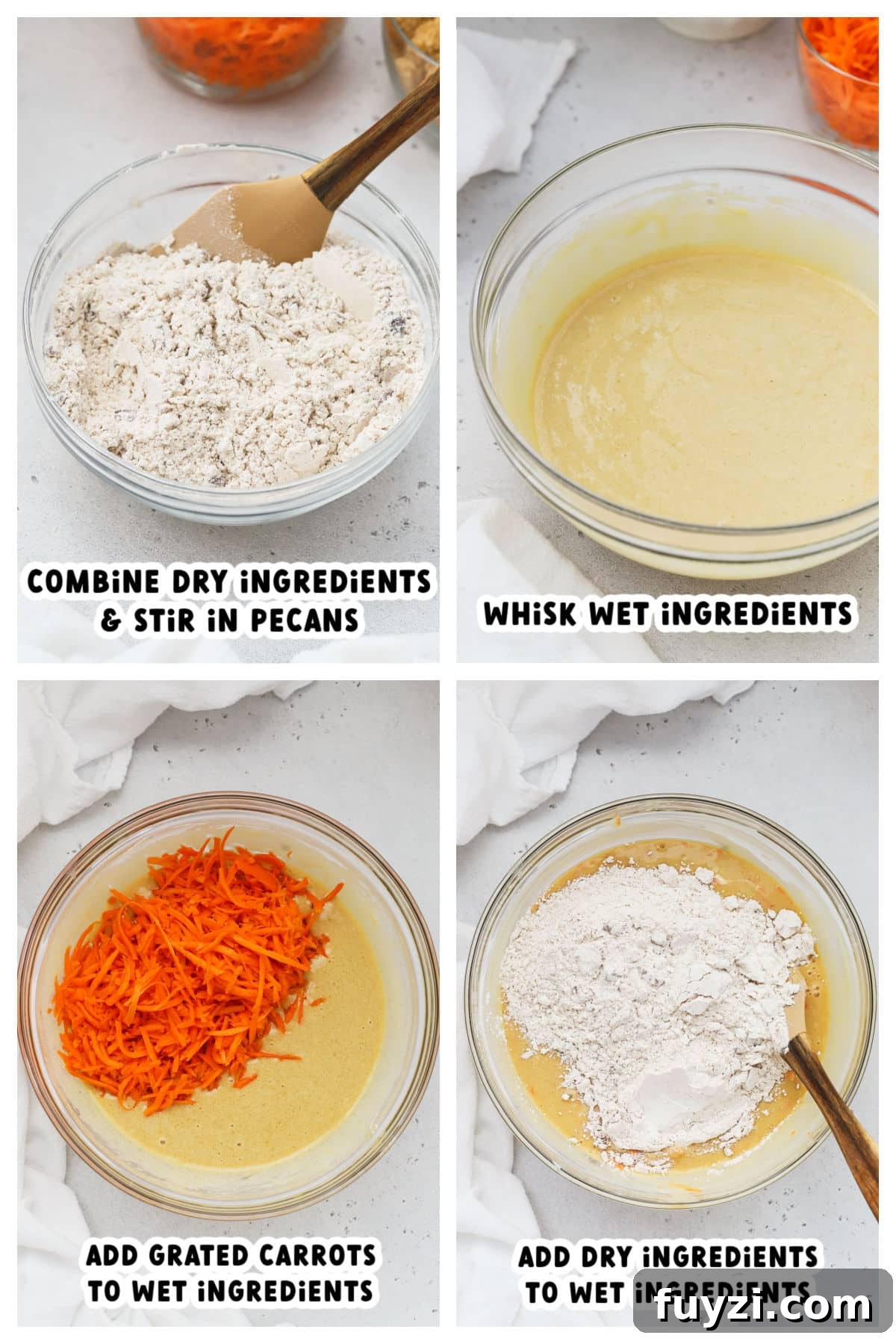 Making gluten-free carrot cake muffin batter, step by step
