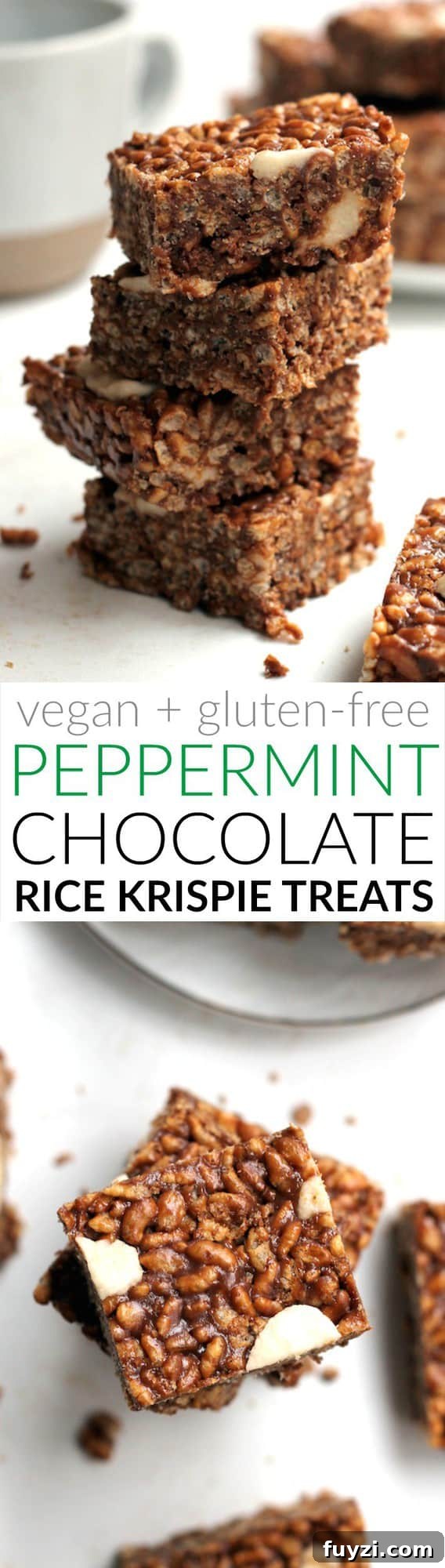 Tray of peppermint chocolate rice krispie treats, chilled and ready to slice