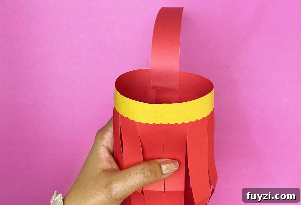 How to Make a Hanging Paper Lantern 18 Handle attached to lantern