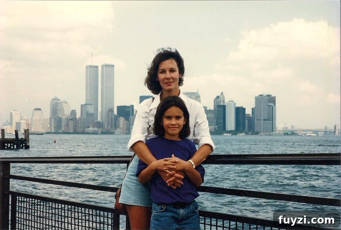 My Mom and I with the World Trade Center, circa 1997