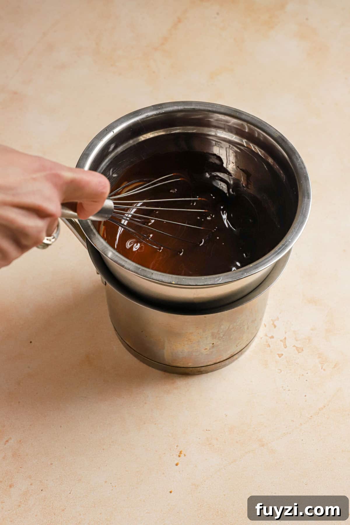 melting chocolate over a ben marie