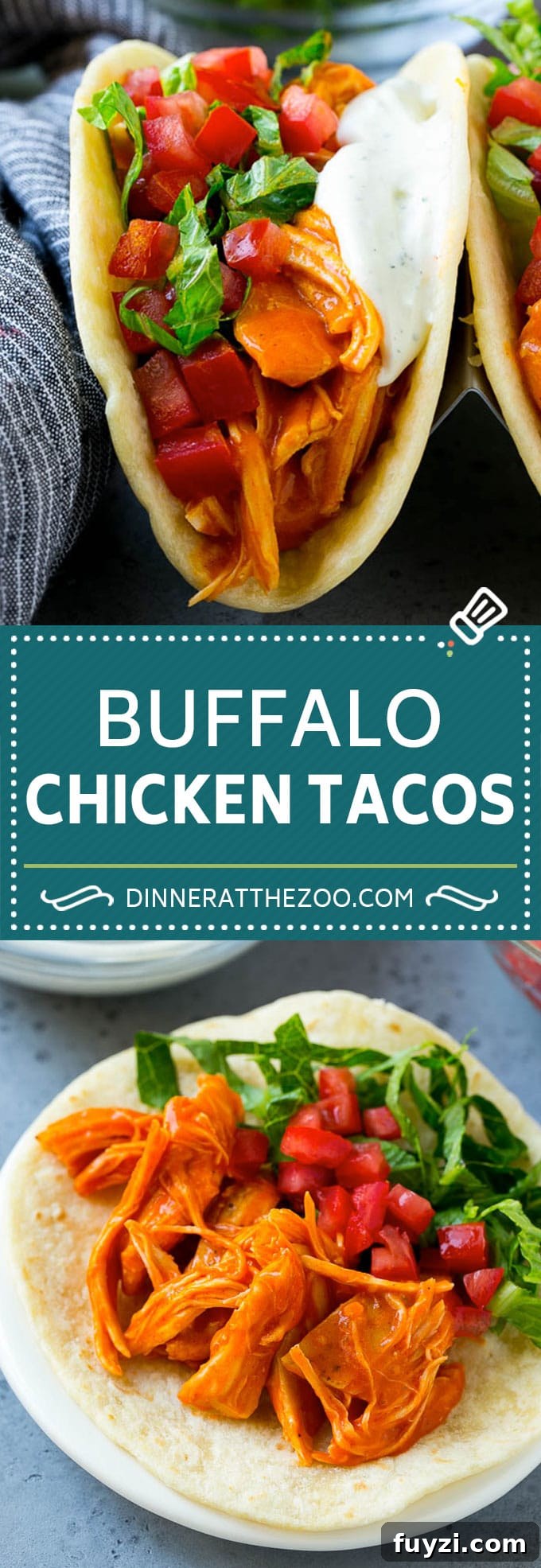 Buffalo Chicken Tacos with Creamy Blue Cheese Slaw 2 Buffalo Chicken Tacos long pin