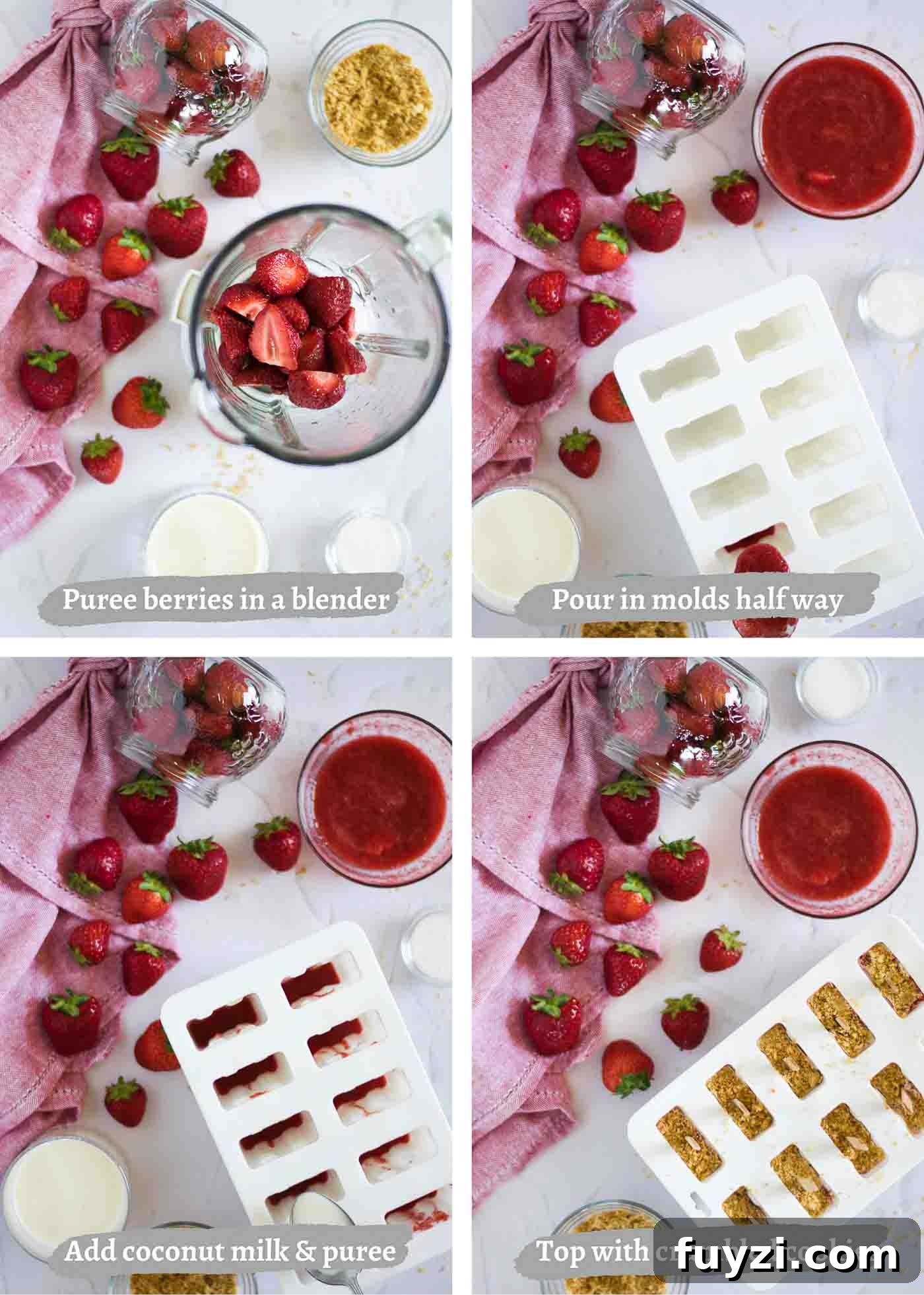 Homemade Strawberry Popsicles Recipe 5 making strawberry popsicles - process images