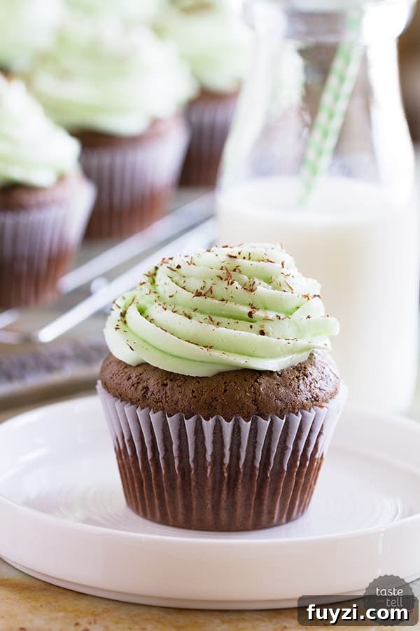 Chocolate Mint Cupcakes with Swiss meringue buttercream