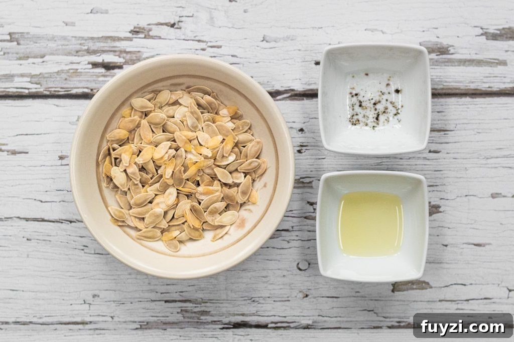 Ingredients for salt and peppr roasted pumpkin seeds
