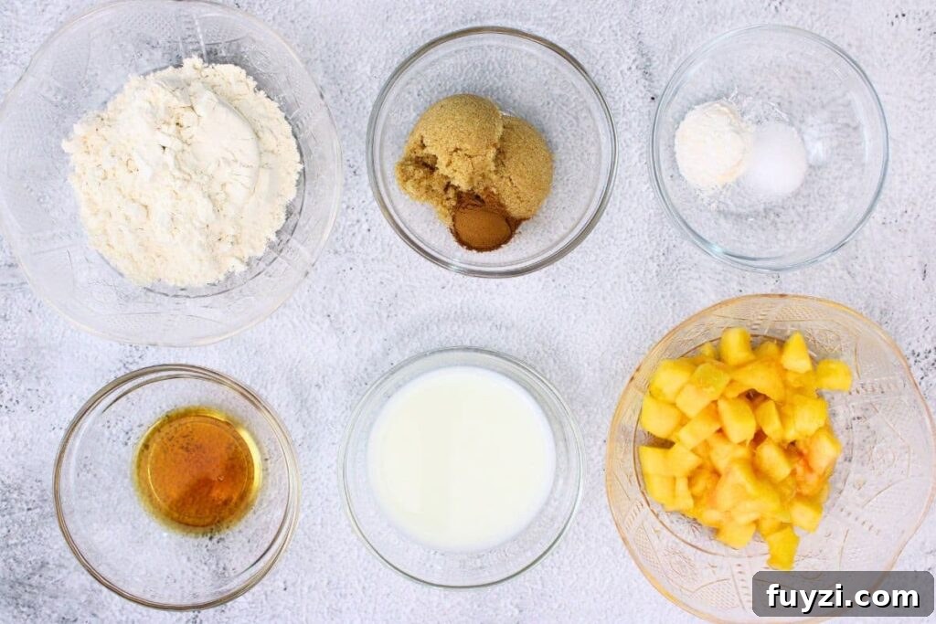 ingredients to make peach mug cake in the microwave