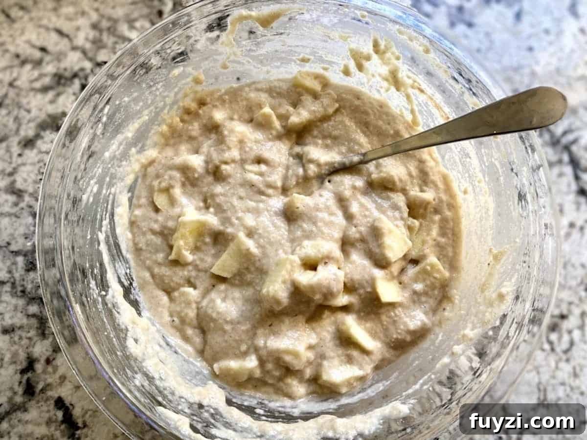 Bread batter mixed in a bowl on the counter