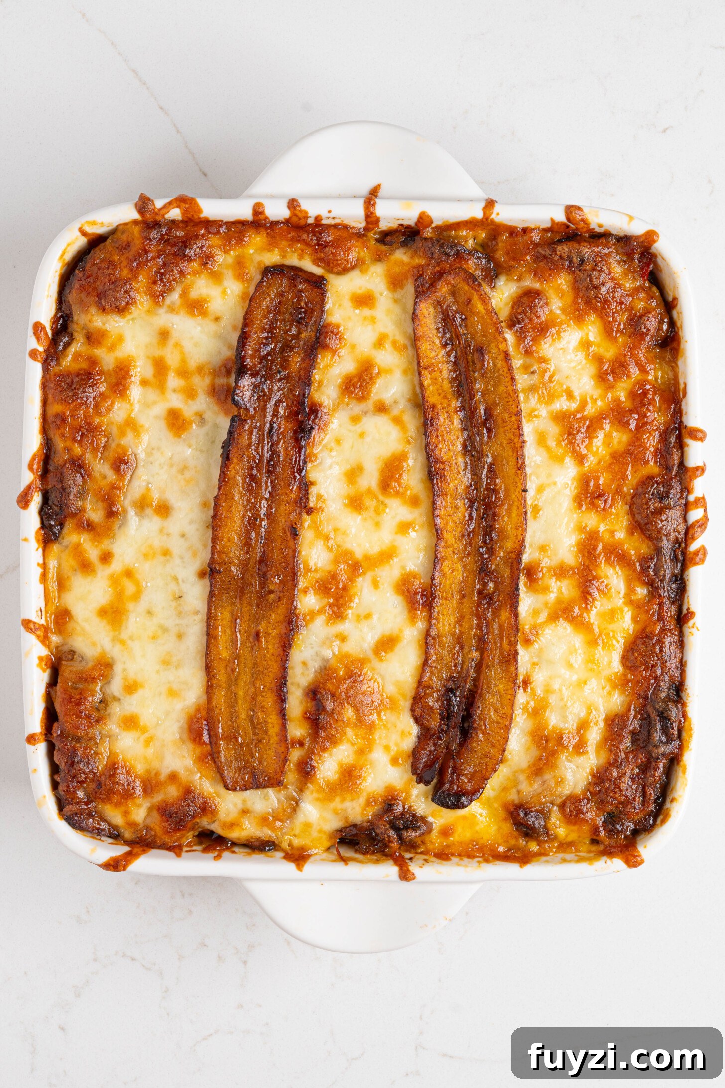 baked pastelón in a dish