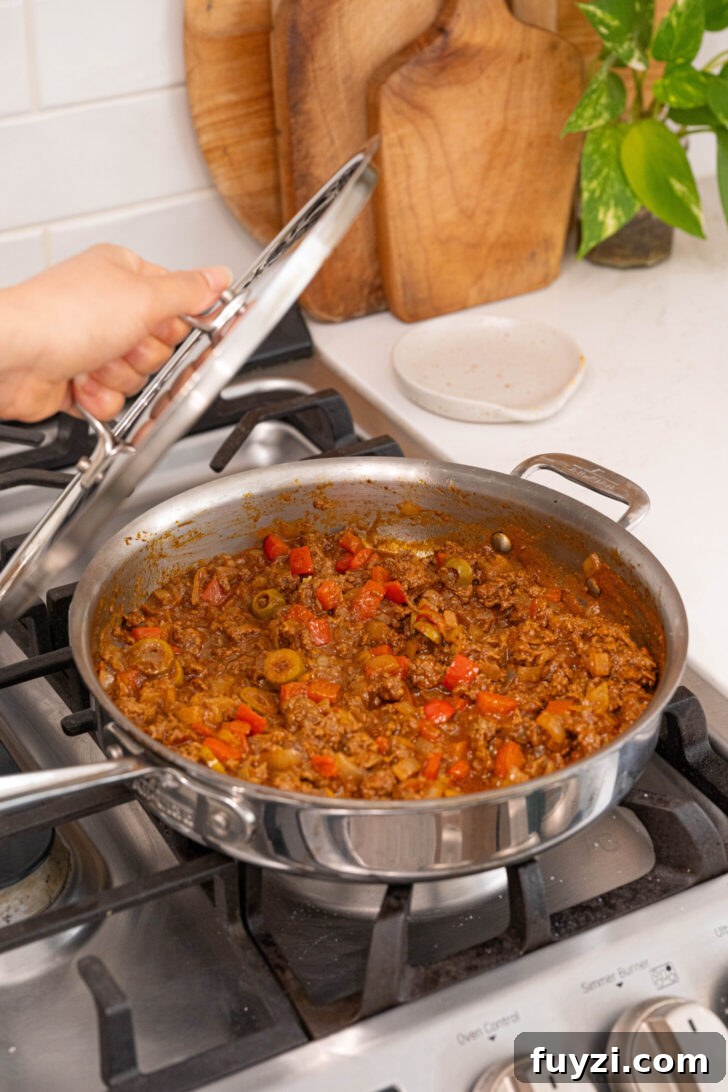 A pot of Puerto Rican picadillo.