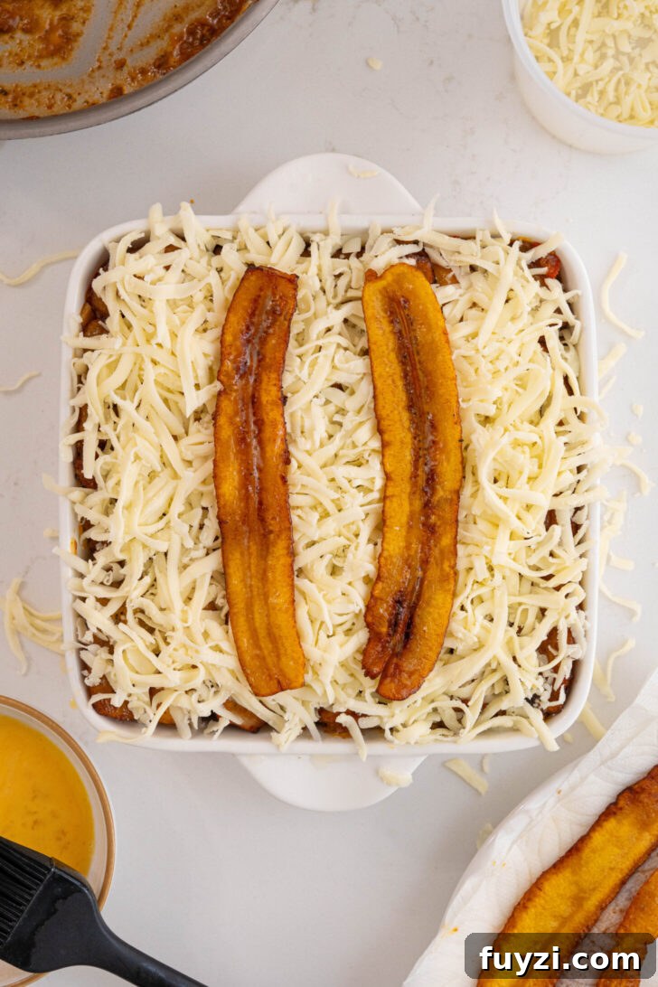 Pastelon ready to be baked.