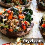 Stuffed Portobello mushrooms close-up