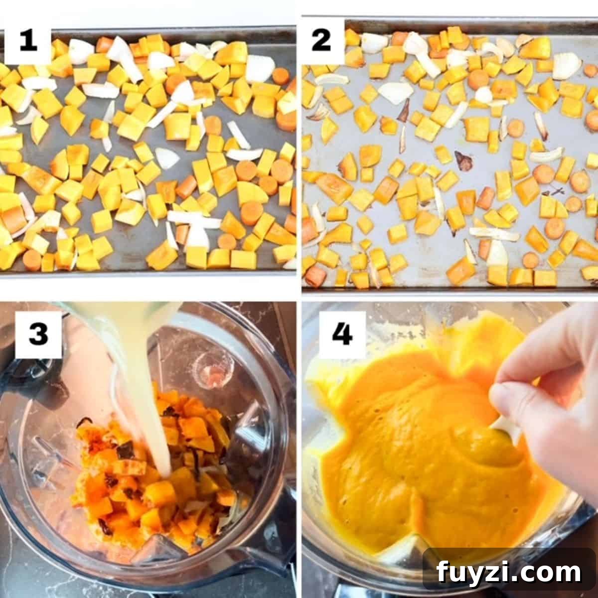 How to make roasted carrot butternut squash soup in a Vitamix.