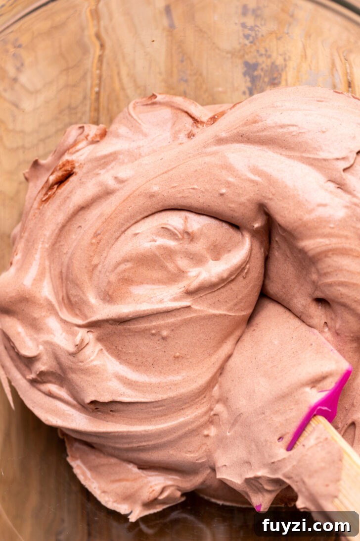 Chocolate whipped cream in a bowl.