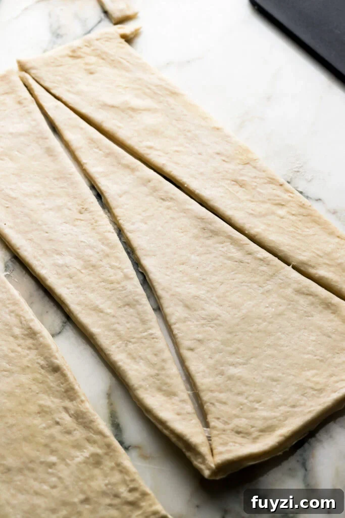 How to Make Flaky Homemade Croissants: French Recipe 11 triangles sliced for rolling