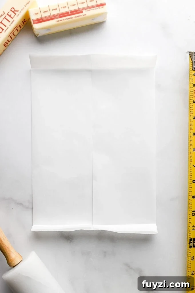 How to Make Flaky Homemade Croissants: French Recipe 6 fold parchment into desired size