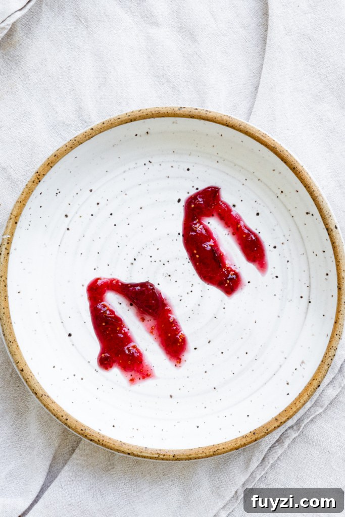 Homemade Fig Jam: Small-Batch Recipe 6 Fig jam spread onto a cold plate with a line through it to test for doneness.
