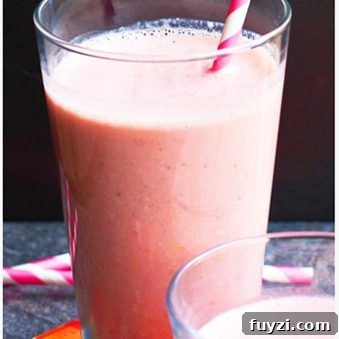Strawberry Smoothie in Clear Glass with Pink Straw