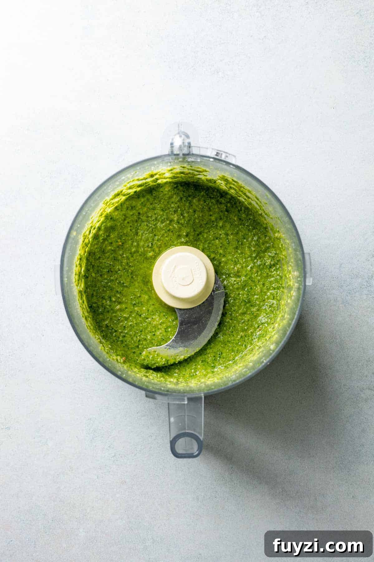 Nut free pesto sauce whizzed up in food processor.