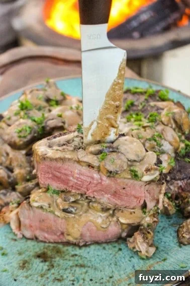 Bacon Wrapped Filet with Mushroom Cream Sauce