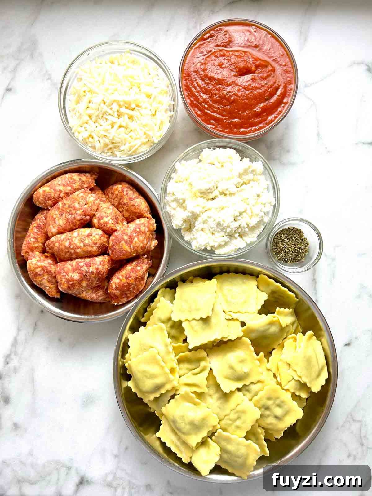 ingredients prepped in bowls.