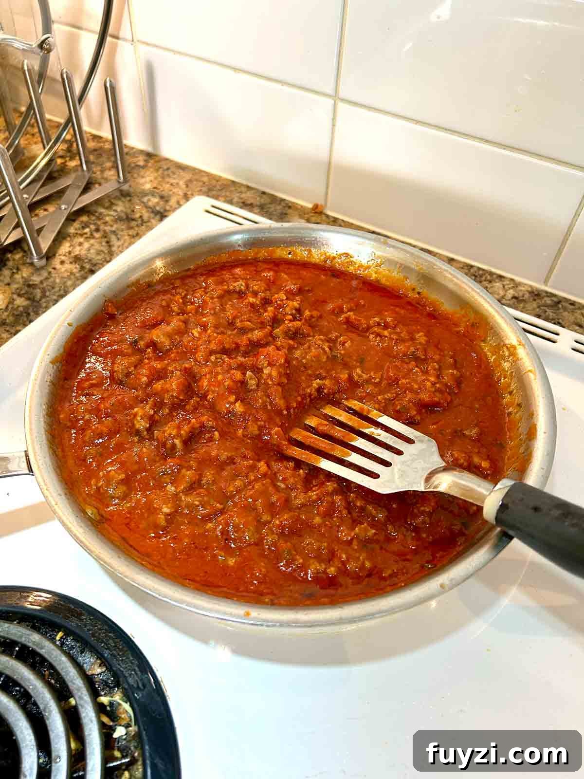 marinara sauce added to sausages.
