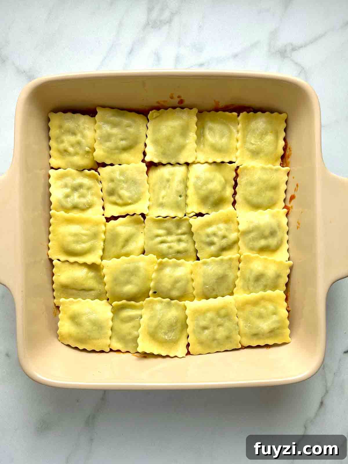 ravioli pieces spread on.