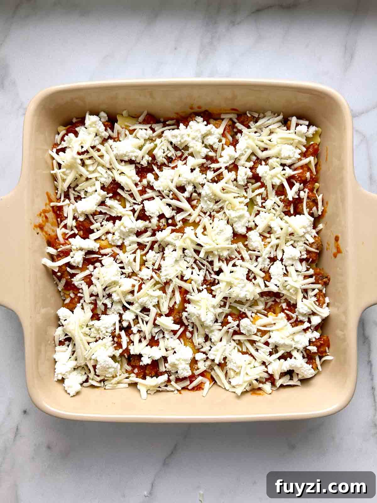 cottage cheese and mozzarella sprinkled on.
