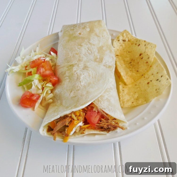 shredded pork burrito