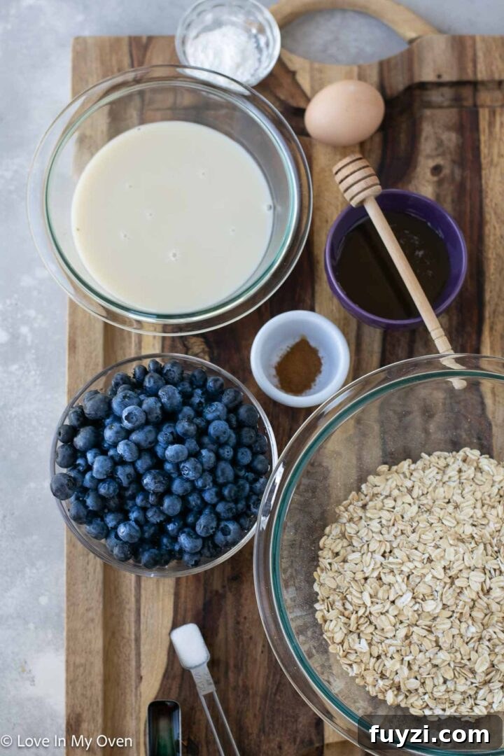 blueberry baked oatmeal in dish