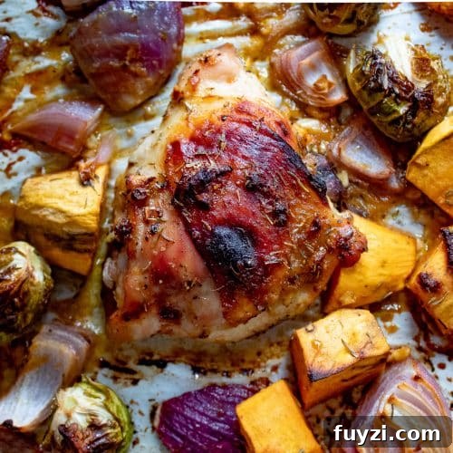 Sheet pan chicken thighs and veggies