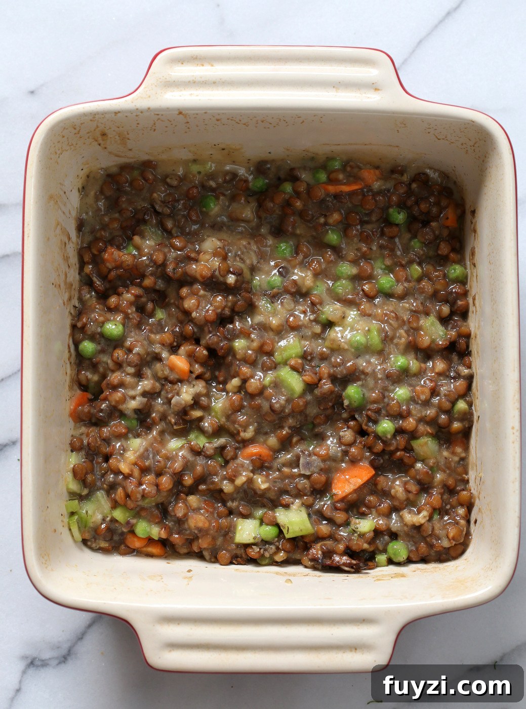 Vegan Shepherd's Pie - Mushroom and Lentil Shepherdless Pie with Gravy and Garlic mashed potatoes.