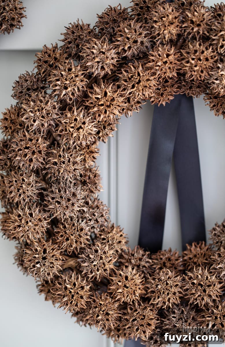 Foraged Fall Wreath with Sweetgum Balls #fall #decor #foraged #sweetgumballs #sweetgum #wreath #fallwreath #budgetdecor