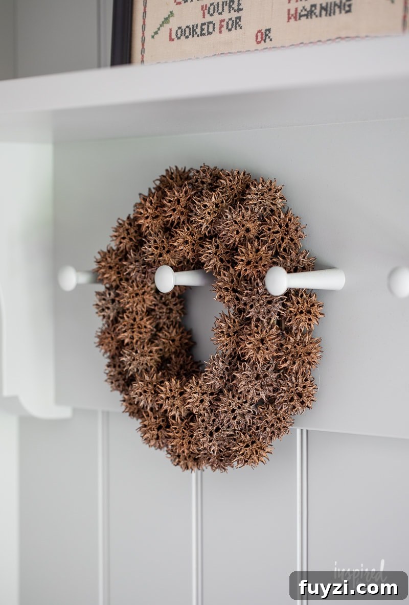 Foraged Fall Wreath with Sweetgum Balls #fall #decor #foraged #sweetgumballs #sweetgum #wreath #fallwreath #budgetdecor
