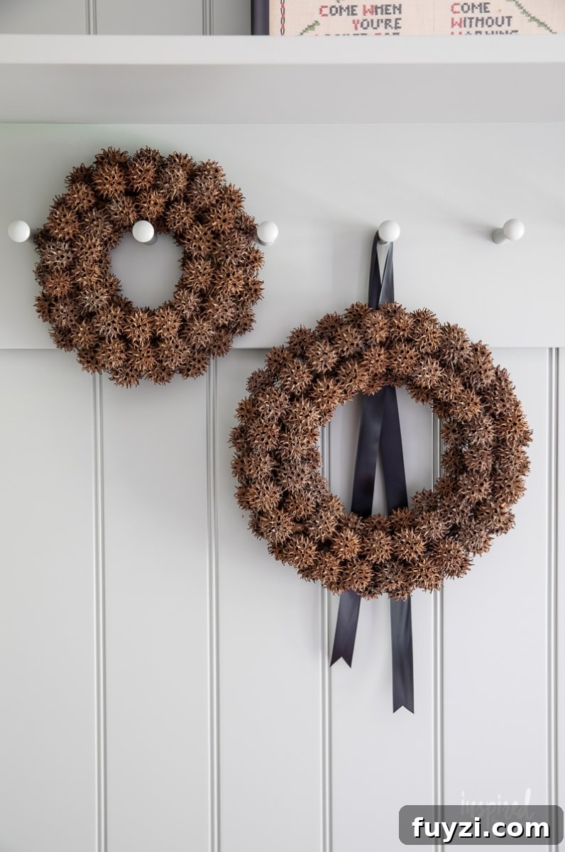 Foraged Fall Wreath with Sweetgum Balls #fall #decor #foraged #sweetgumballs #sweetgum #wreath #fallwreath #budgetdecor
