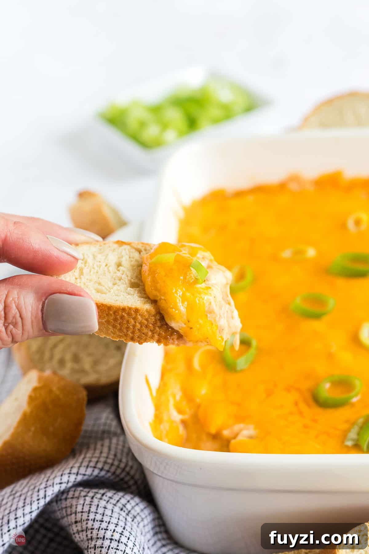 crostini with crab dip and green onions